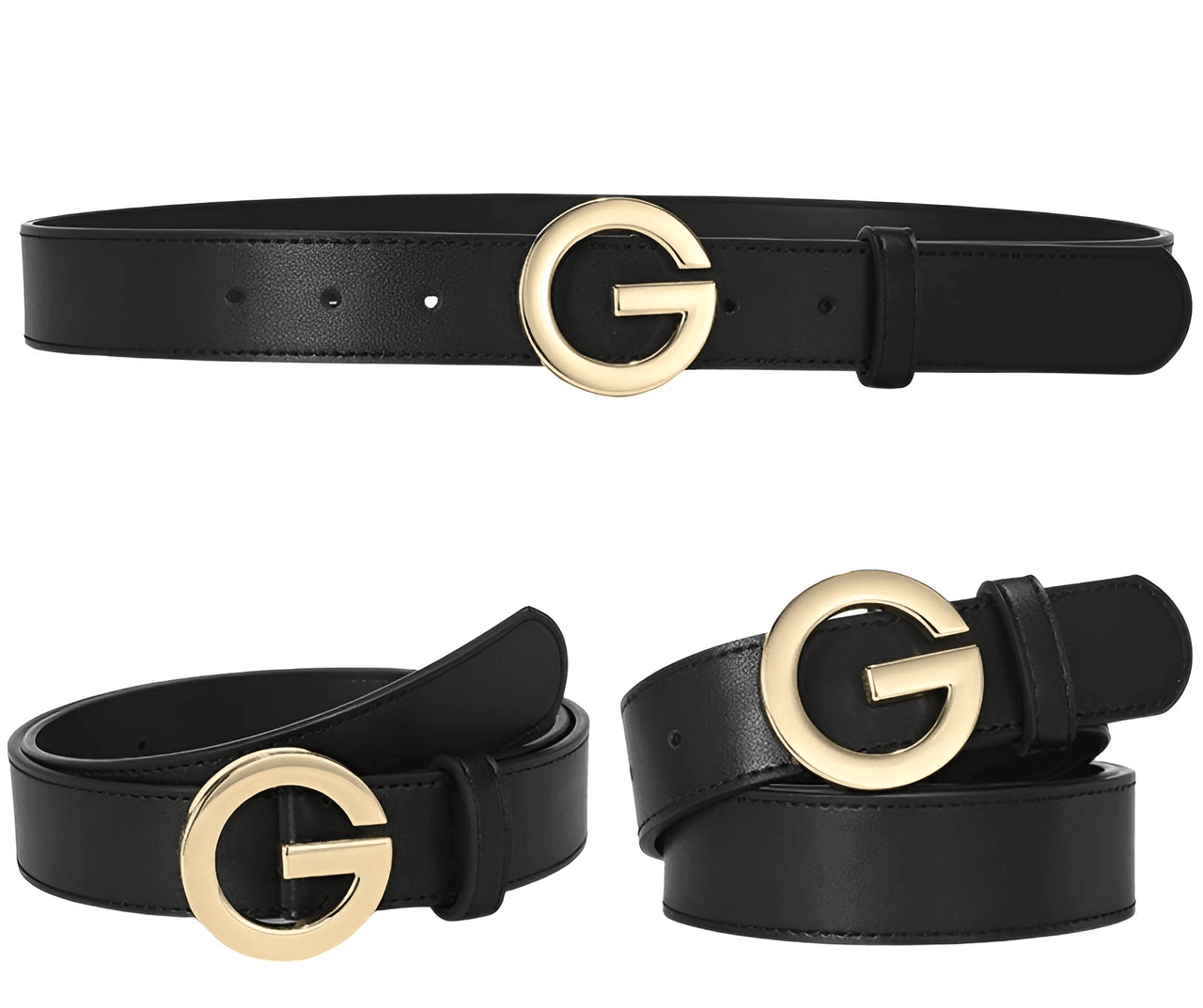 Women's Leather 'G' Buckle Belt -, Belts , Drestiny , Australia, Belts, Black, Canada, Gender_Women, Gold, New Zealand, Silver, United Kingdom, United States , Drestiny , www.shopdrestiny.com