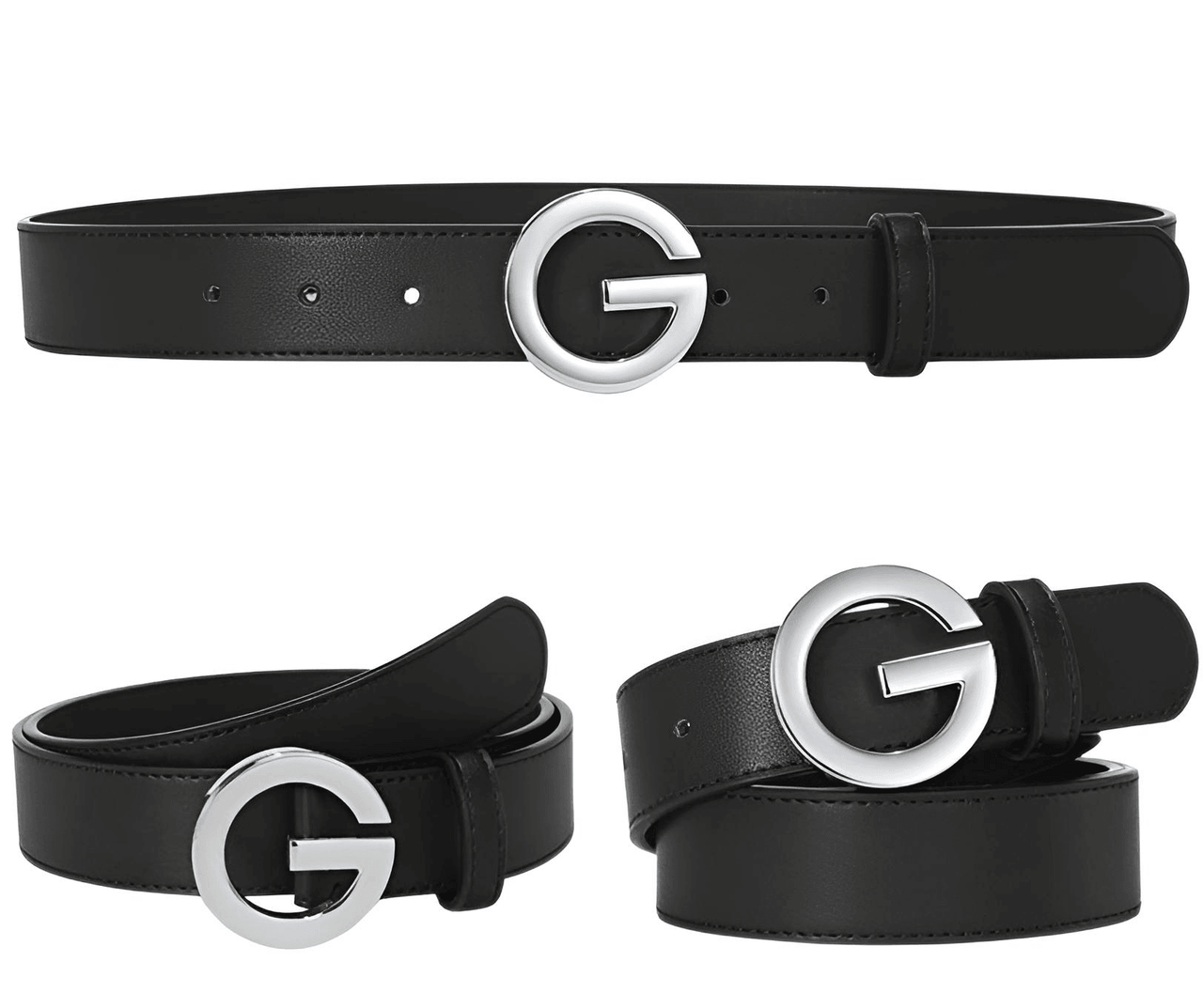 Women's Leather 'G' Buckle Belt -, Belts , Drestiny , Australia, Belts, Black, Canada, Gender_Women, Gold, New Zealand, Silver, United Kingdom, United States , Drestiny , www.shopdrestiny.com