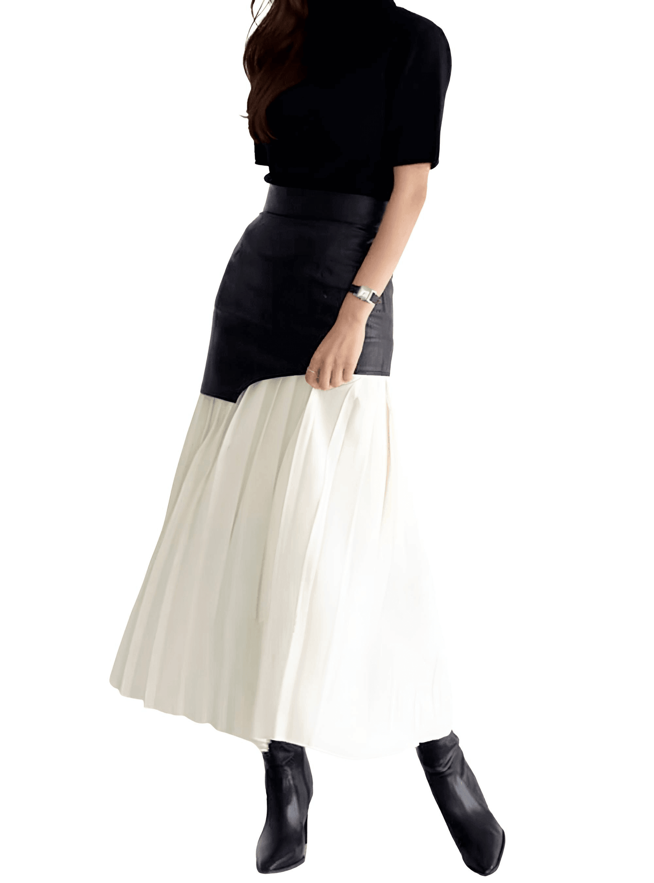 Women's Leather High Waist Patchwork Skirt -, Skirts , Drestiny , Australia, Black, Canada, L, M, New Zealand, S, Skirts, United Kingdom, United States, White, XL , Drestiny , www.shopdrestiny.com