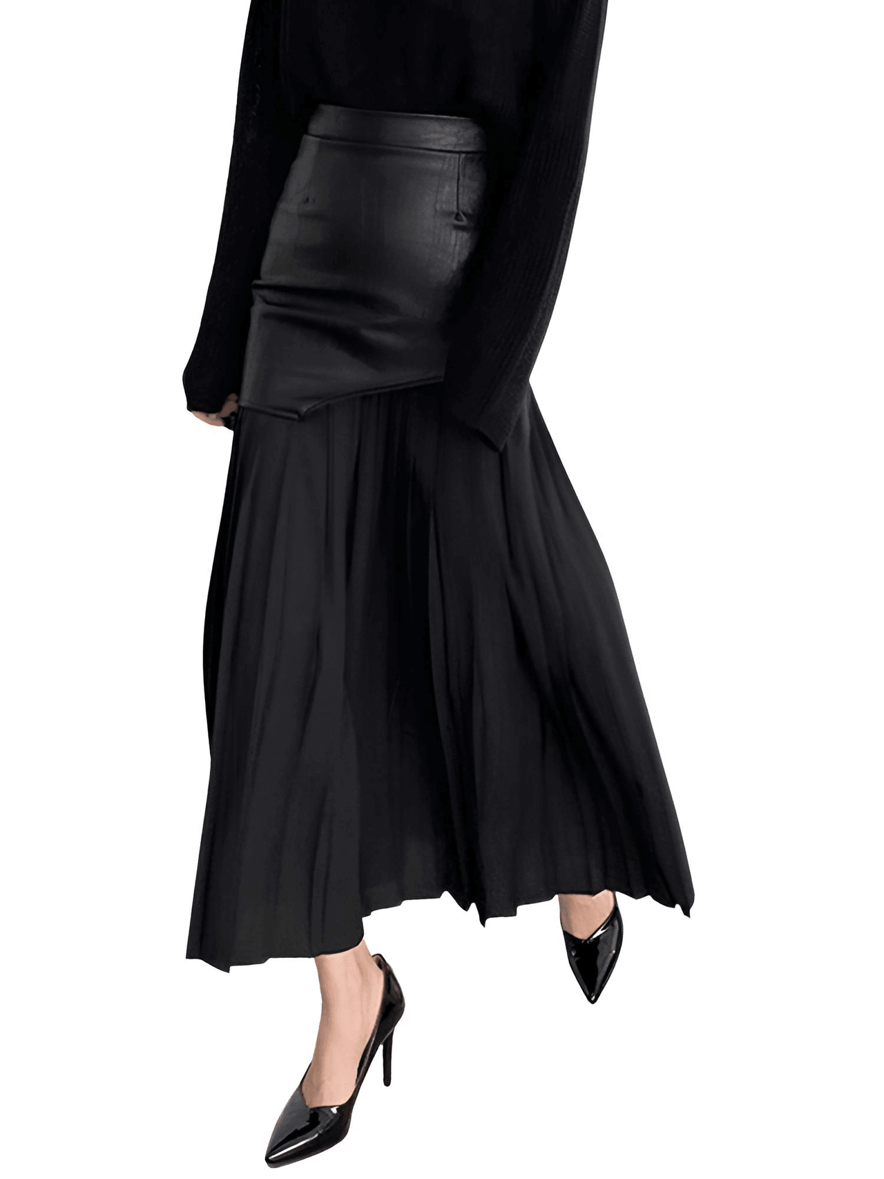 Women's Leather High Waist Patchwork Skirt -, Skirts , Drestiny , Australia, Black, Canada, L, M, New Zealand, S, Skirts, United Kingdom, United States, White, XL , Drestiny , www.shopdrestiny.com