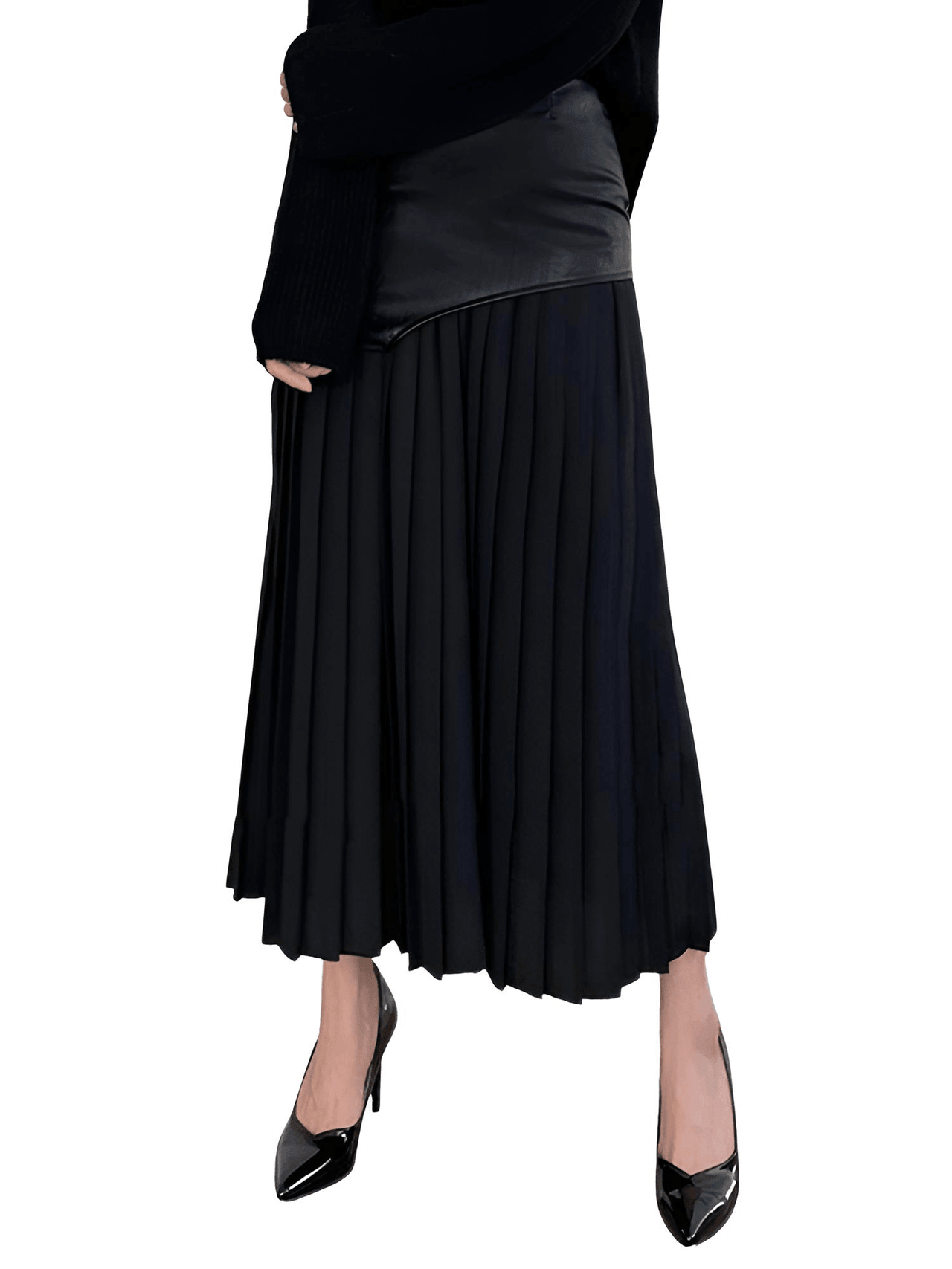 Women's Leather High Waist Patchwork Skirt -, Skirts , Drestiny , Australia, Black, Canada, L, M, New Zealand, S, Skirts, United Kingdom, United States, White, XL , Drestiny , www.shopdrestiny.com