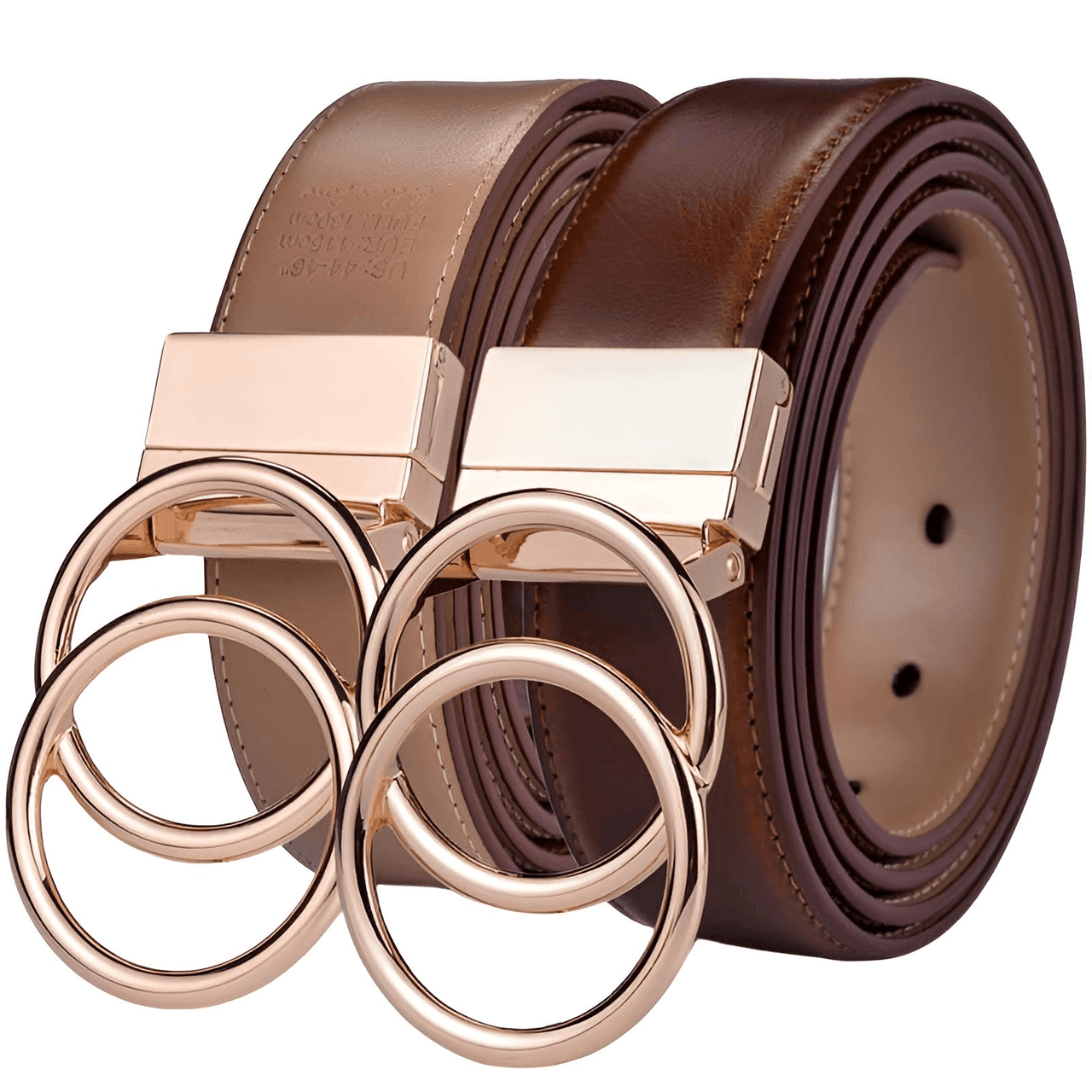 Women's Leather Reversible Belt Double O Ring -, Belts , Drestiny , Australia, Belts, Black, Brown, Canada, Coffee, Dark Blue, Dark Brown, Gender_Women, Light Brown, New Zealand, United Kingdom, United States , Drestiny , www.shopdrestiny.com