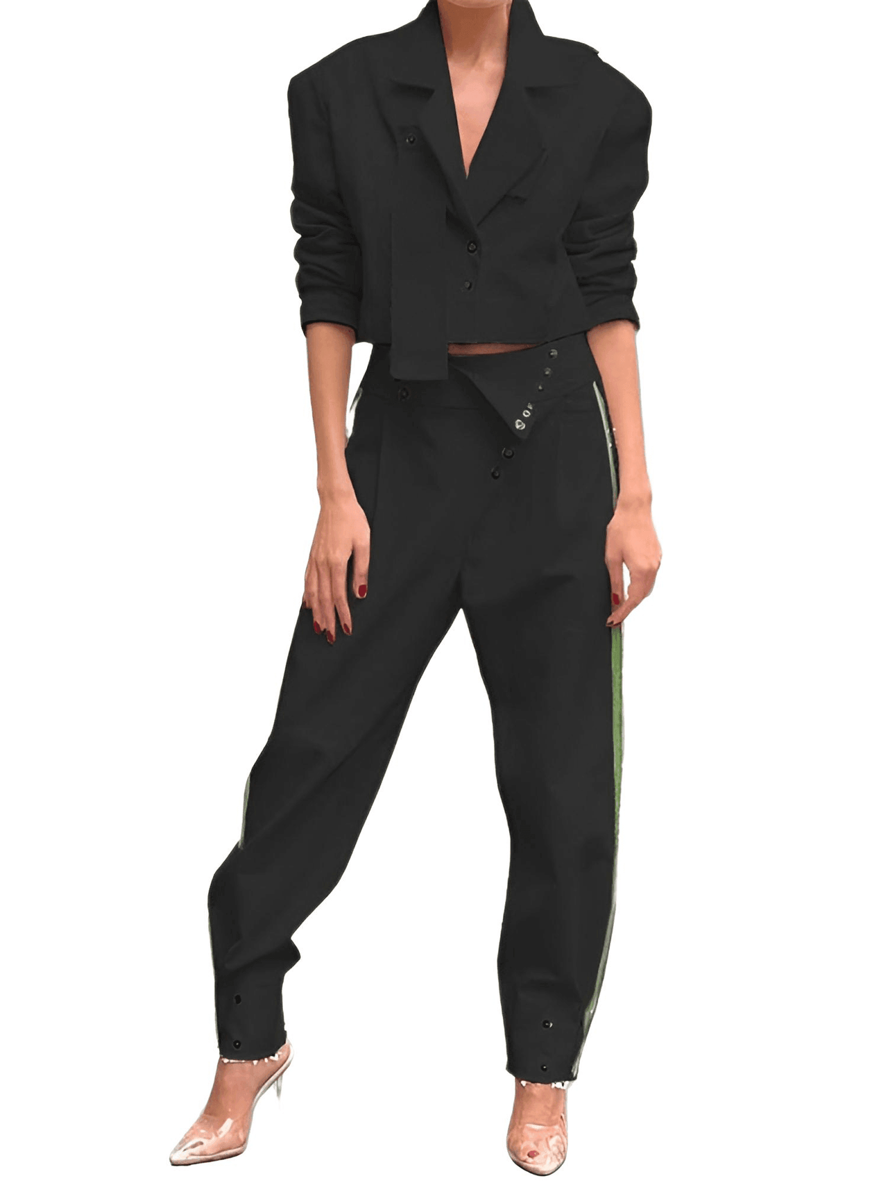 Women's Long Sleeve Button Jacket & Pants Sets - High-End Streetwear! -, Outfit Sets , Drestiny , Australia, Black, Blazers, Canada, Crop Tops, Dress Pants, Dress Shirts, FR, Jackets, Khaki, L, Long Sleeves, M, New Zealand, Off White, Pant Sets, S, Sets, United Kingdom, United States, XL , Drestiny , www.shopdrestiny.com