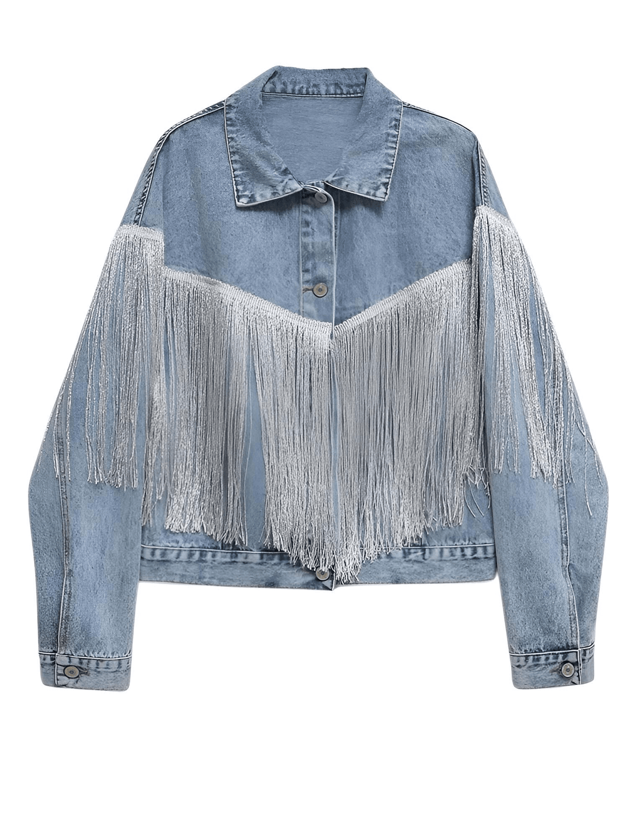 Women's Loose Tassel Washed Blue Denim Jacket - Now in Black Too! -, Jackets , Drestiny , Australia, Black, Blue, Coats, Jackets, L, M, New Zealand, S, United Kingdom, United States, XS , Drestiny , www.shopdrestiny.com