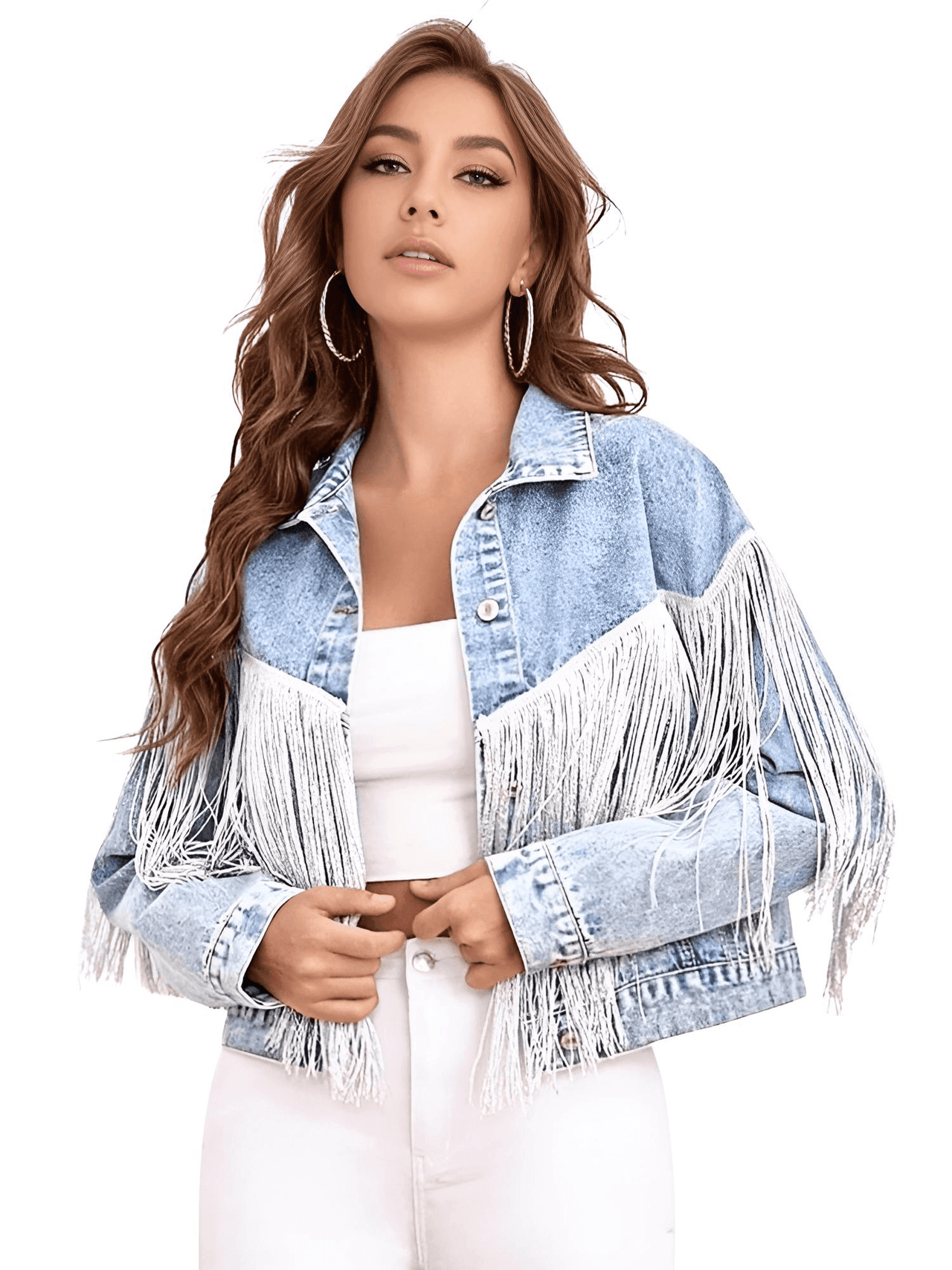 Women's Loose Tassel Washed Blue Denim Jacket - Now in Black Too! -, Jackets , Drestiny , Australia, Black, Blue, Coats, Jackets, L, M, New Zealand, S, United Kingdom, United States, XS , Drestiny , www.shopdrestiny.com