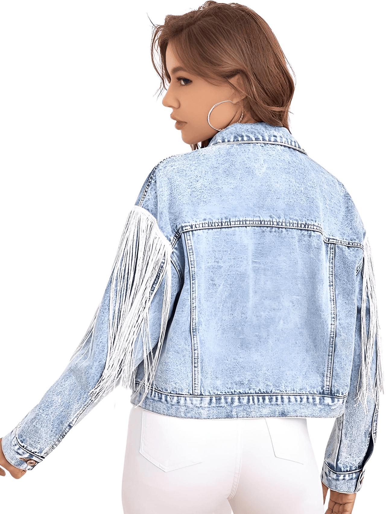 Women's Loose Tassel Washed Blue Denim Jacket - Now in Black Too! -, Jackets , Drestiny , Australia, Black, Blue, Coats, Jackets, L, M, New Zealand, S, United Kingdom, United States, XS , Drestiny , www.shopdrestiny.com