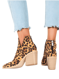 Thumbnail for Women's Mid-Heel Ankle Boots -, Ankle Boots , Drestiny , 10, 11, 12, 5, 6, 7, 8, 9, Ankle Boots, Apricot, Black, Boots, Brown, Heels, Leopard, Off White, United Kingdom, United States, White , Drestiny , www.shopdrestiny.com