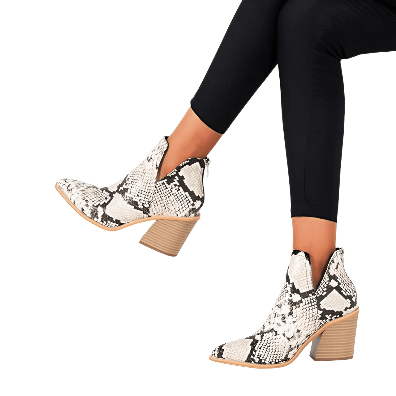 Women's Mid-Heel Ankle Boots -, Ankle Boots , Drestiny , 10, 11, 12, 5, 6, 7, 8, 9, Ankle Boots, Apricot, Black, Boots, Brown, Heels, Leopard, Off White, United Kingdom, United States, White , Drestiny , www.shopdrestiny.com