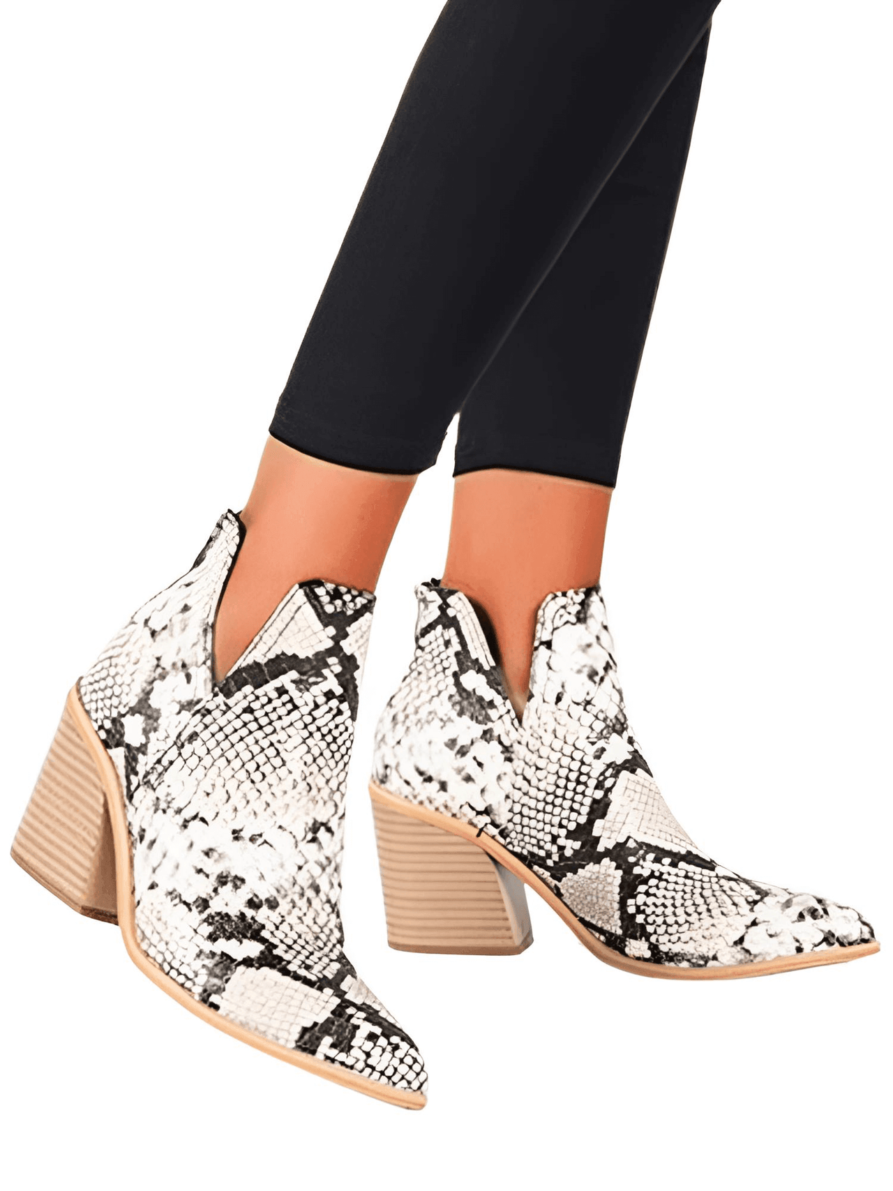 Women's Mid-Heel Ankle Boots -, Ankle Boots , Drestiny , 10, 11, 12, 5, 6, 7, 8, 9, Ankle Boots, Apricot, Black, Boots, Brown, Heels, Leopard, Off White, United Kingdom, United States, White , Drestiny , www.shopdrestiny.com