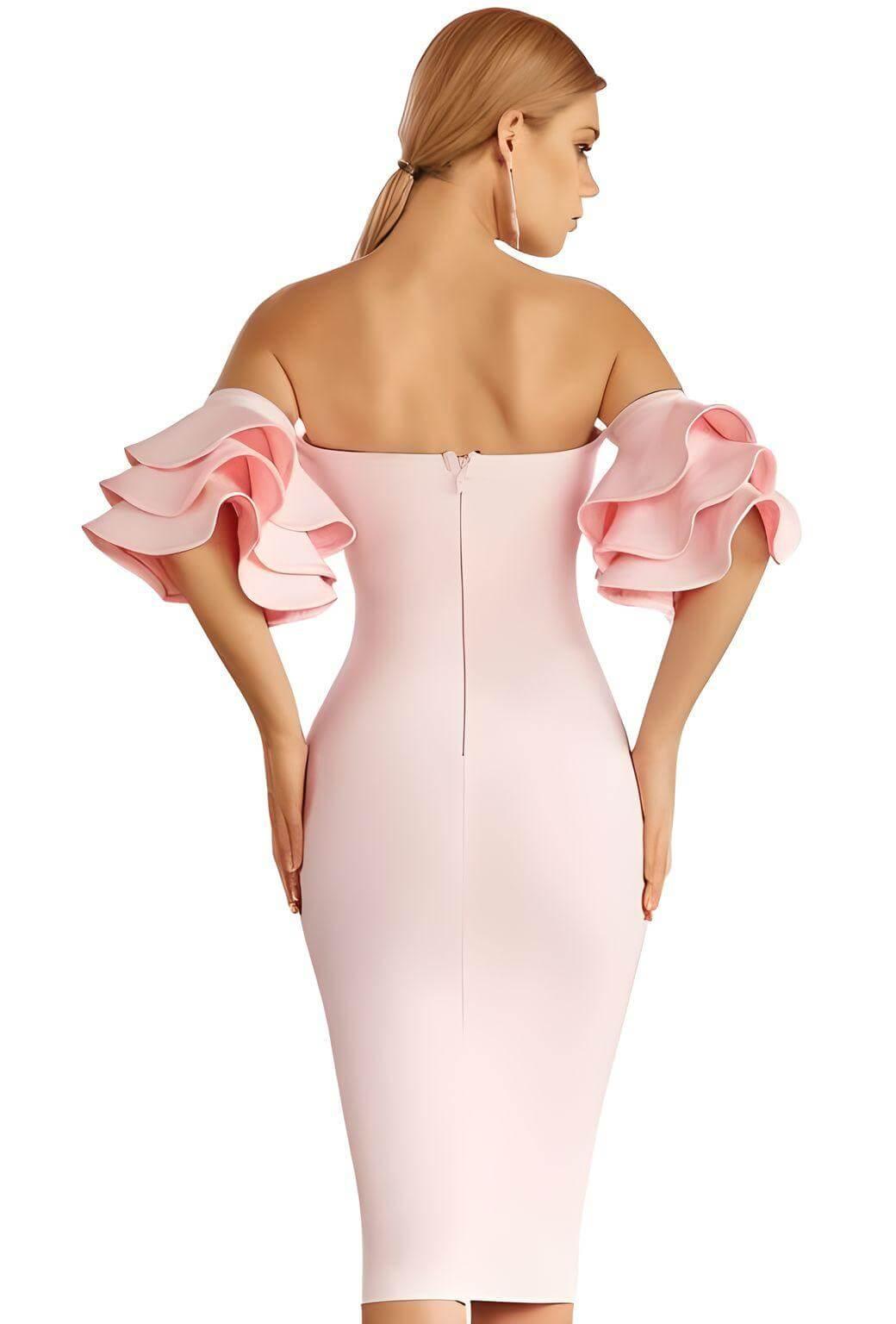 Women's Off Shoulder Butterfly Short Sleeve Dress -, Midi Dress , Drestiny , Australia, Black, Canada, Deep Pink, FR, Knee Length Dresses, L, M, Midi Dresses, New Zealand, Off Shoulder, Pink, S, Short Sleeves, Strapless, United Kingdom, United States, XS , Drestiny , www.shopdrestiny.com