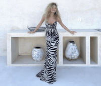 Thumbnail for Women's Open Back Zebra Print Beach Dress -, Dress , Drestiny , Australia, Black, Canada, L, M, Maxi Dresses, New Zealand, S, Sleeveless, United Kingdom, United States, White, XL , Drestiny , www.shopdrestiny.com