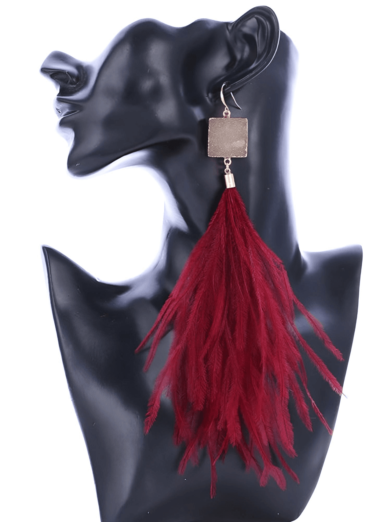 Women's Ostrich Feather Earrings -, Earrings , Drestiny , Australia, Blue, Canada, Earrings, Gender_Women, Grey, New Zealand, Red, Teal, United Kingdom, United States, Wine Red , Drestiny , www.shopdrestiny.com