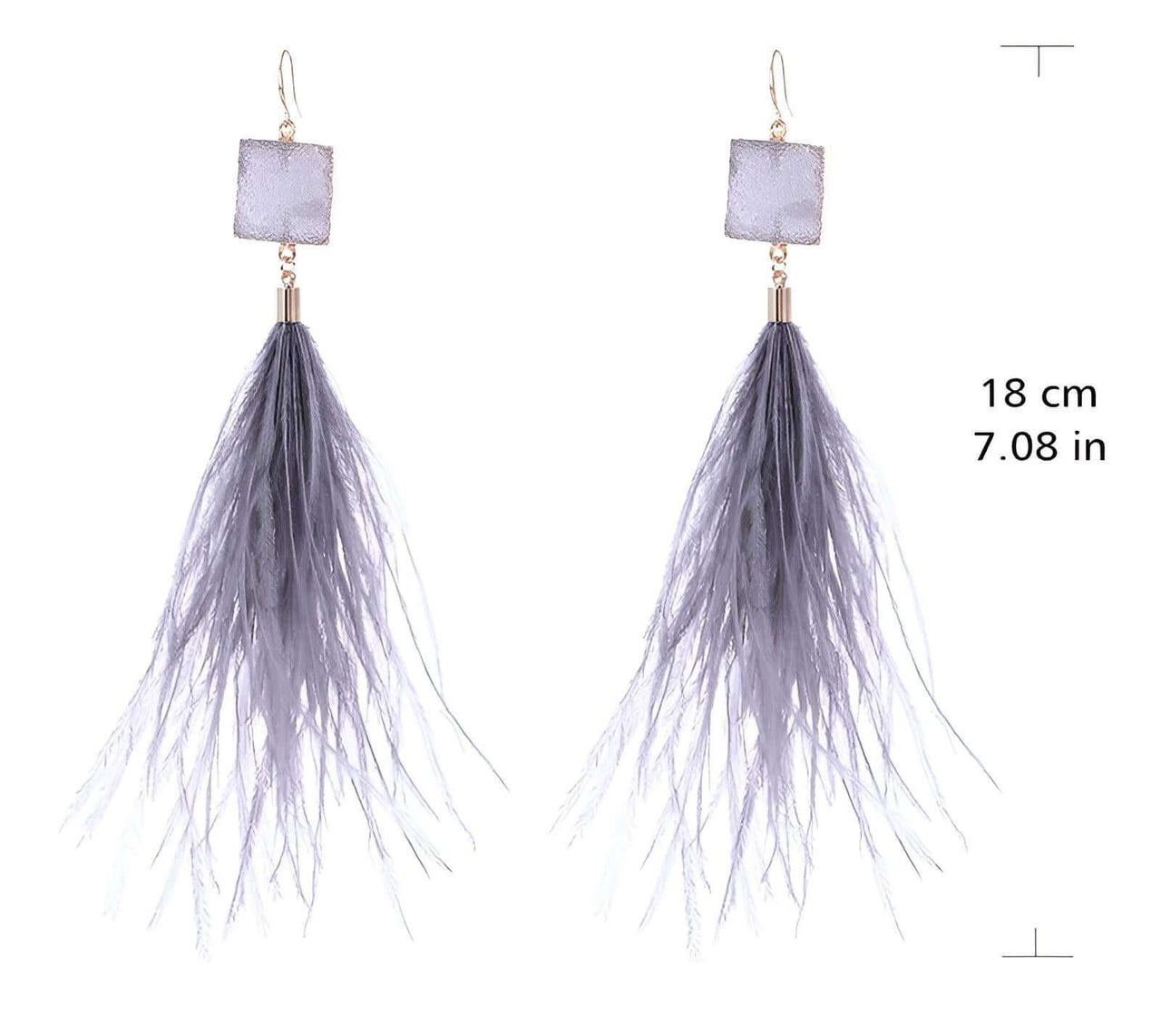 Women's Ostrich Feather Earrings -, Earrings , Drestiny , Australia, Blue, Canada, Earrings, Gender_Women, Grey, New Zealand, Red, Teal, United Kingdom, United States, Wine Red , Drestiny , www.shopdrestiny.com