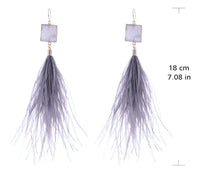 Thumbnail for Women's Ostrich Feather Earrings -, Earrings , Drestiny , Australia, Blue, Canada, Earrings, Gender_Women, Grey, New Zealand, Red, Teal, United Kingdom, United States, Wine Red , Drestiny , www.shopdrestiny.com