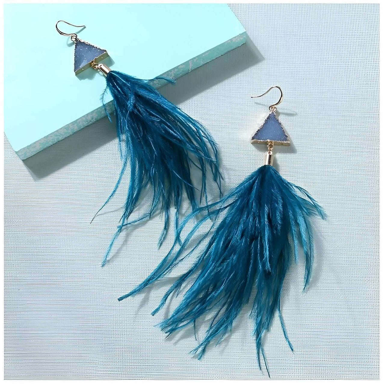 Women's Ostrich Feather Earrings -, Earrings , Drestiny , Australia, Blue, Canada, Earrings, Gender_Women, Grey, New Zealand, Red, Teal, United Kingdom, United States, Wine Red , Drestiny , www.shopdrestiny.com