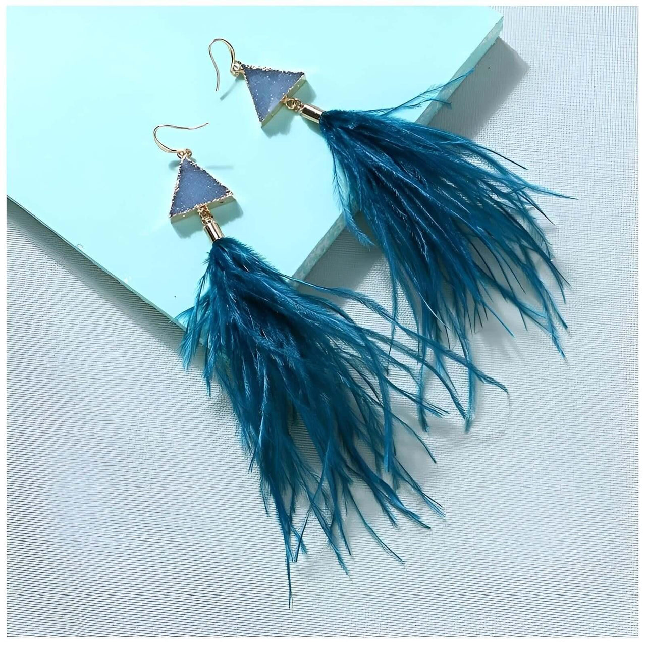 Women's Ostrich Feather Earrings -, Earrings , Drestiny , Australia, Blue, Canada, Earrings, Gender_Women, Grey, New Zealand, Red, Teal, United Kingdom, United States, Wine Red , Drestiny , www.shopdrestiny.com