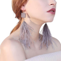 Thumbnail for Women's Ostrich Feather Earrings -, Earrings , Drestiny , Australia, Blue, Canada, Earrings, Gender_Women, Grey, New Zealand, Red, Teal, United Kingdom, United States, Wine Red , Drestiny , www.shopdrestiny.com