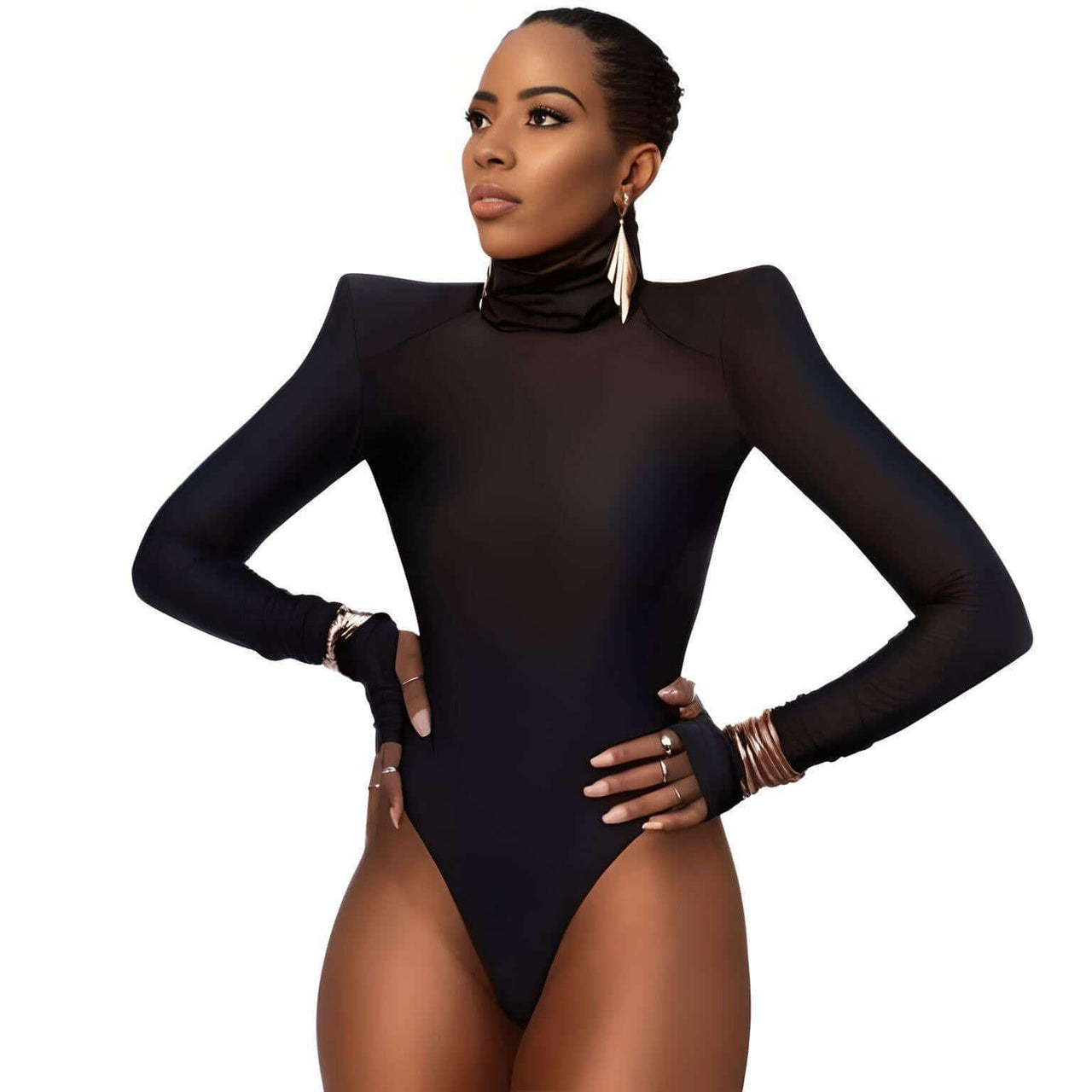 Women's Padded Shoulder Long Sleeve Turtleneck Bodysuit -, Bodysuit , Drestiny , Australia, Black, Bodysuits, Casual Shirts, Dress Shirts, Gender_Women, L, Light Purple, Long Sleeves, M, New Zealand, S, Turtlenecks, United Kingdom, United States , Drestiny , www.shopdrestiny.com