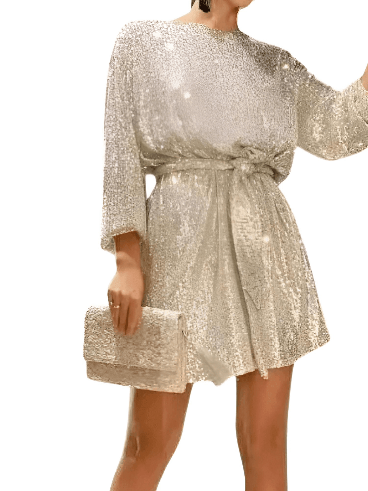 Women's Party Dress With Sequins -, Dress , Drestiny , Australia, Black, L, Long Sleeves, M, Mini Dresses, Pale Gold, Purple, Red, S, Silver, United Kingdom, United States, White, XL, XXL , Drestiny , www.shopdrestiny.com