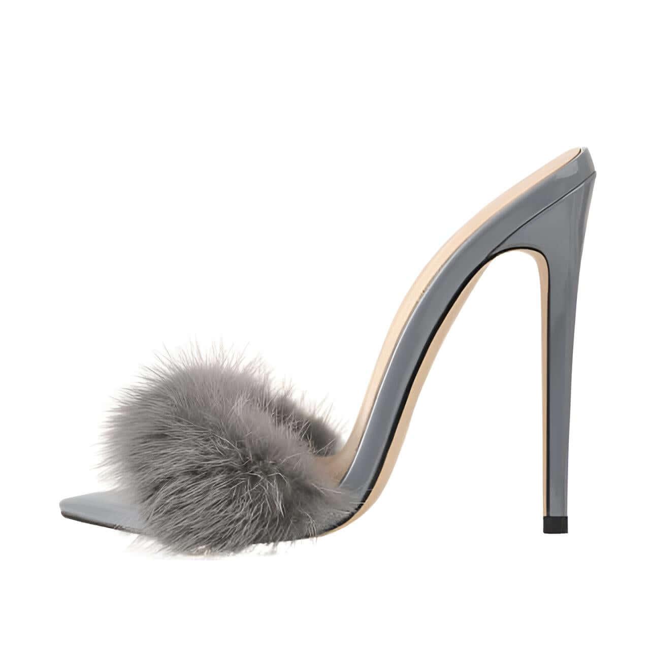 Women's Peep Toe Fur Slip On Heels -, Peep Toe Heels , Drestiny , 10, 11, 12, 13, 14, 15, 5, 6, 7, 8, 9, 9.5, Australia, Black, Gold, Grey, Heels, High Heels, Pink, Sandals, United Kingdom, United States, White , Drestiny , www.shopdrestiny.com