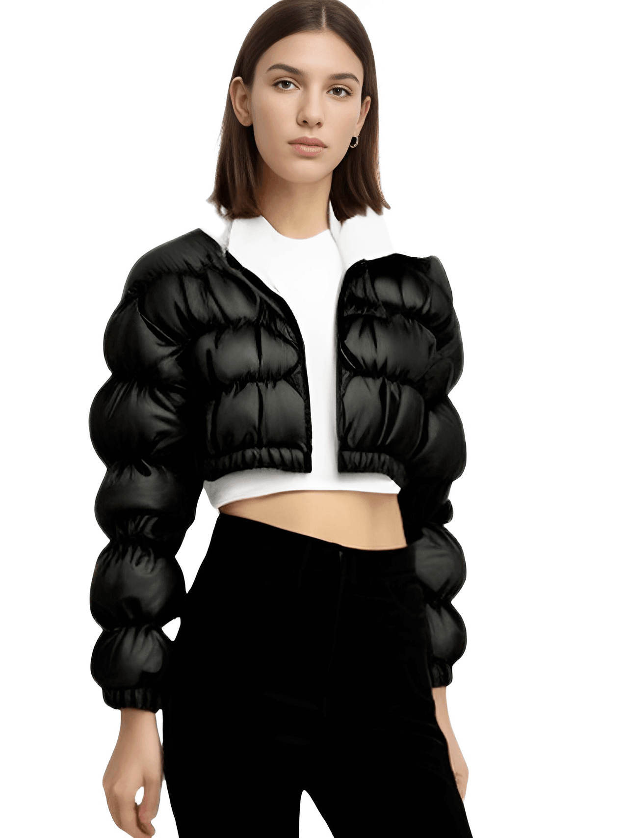 Women's Puff Sleeve Short Fashion Jackets -, Coats , Drestiny , Australia, Black, Canada, Coats, Jackets, L, M, New Zealand, S, United Kingdom, United States, White, XL , Drestiny , www.shopdrestiny.com