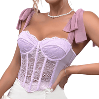 Thumbnail for Women's Purple Lace Corset Crop Top -, Crop Tops , Drestiny , Australia, Canada, Casual Shirts, Corsets, Crop Tops, Dress Shirts, Gender_Women, L, Light Purple, M, New Zealand, Purple, S, Sleeveless, United Kingdom, United States , Drestiny , www.shopdrestiny.com