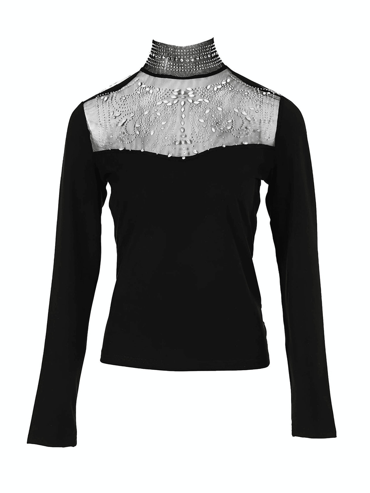 Women's Sexy Black Rhinestone Long Sleeve Top -, Shirts , Drestiny , Australia, Black, Canada, Dress Shirts, L, Long Sleeves, M, New Zealand, S, United Kingdom, United States, XL , Drestiny , www.shopdrestiny.com