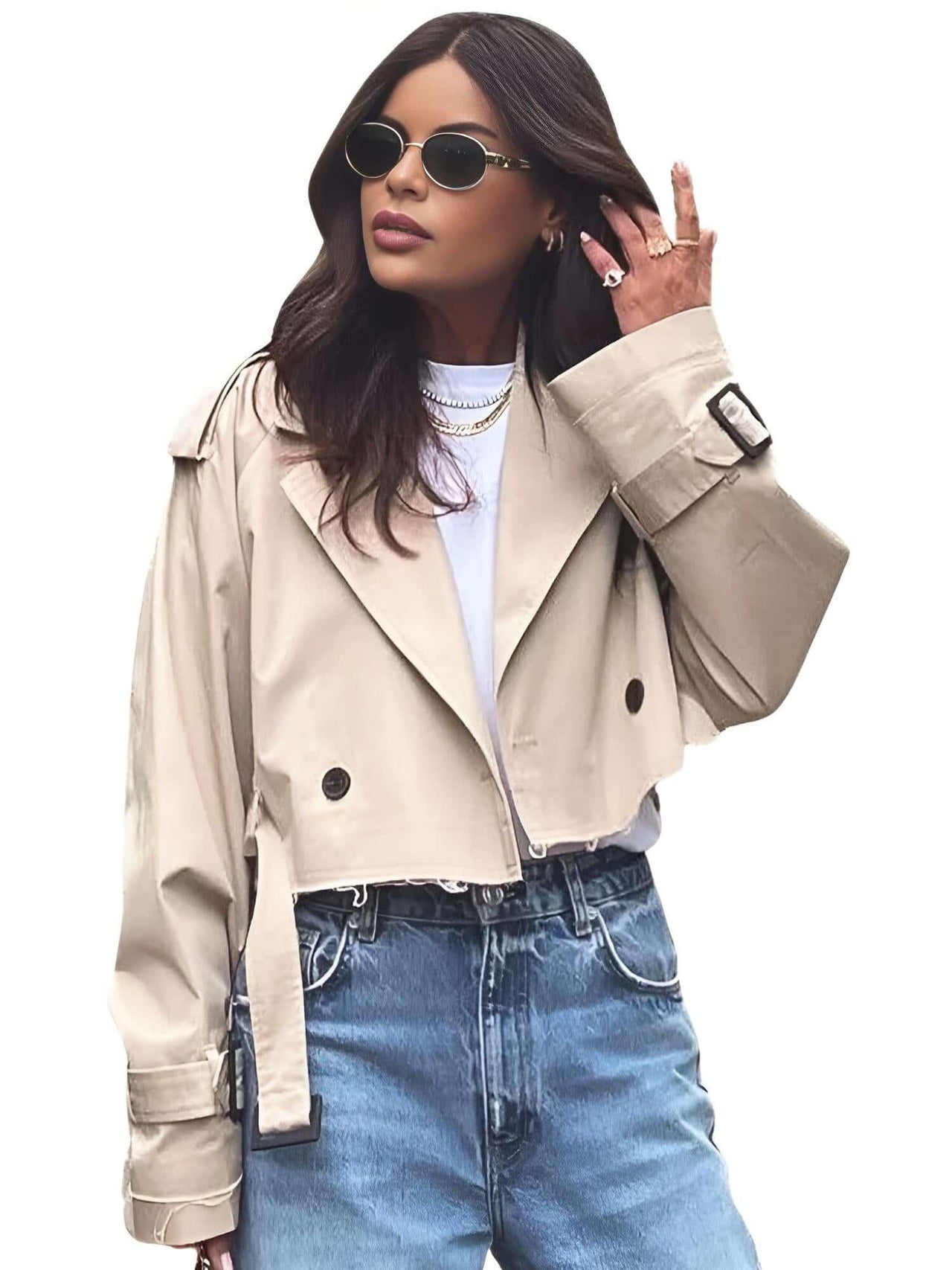 Women's Spring Belted Jacket -, Jackets , Drestiny , Australia, Beige, Black, Canada, Charcoal, Coffee, Jackets, Khaki, L, M, Navy, New Zealand, S, United Kingdom, United States, White , Drestiny , www.shopdrestiny.com