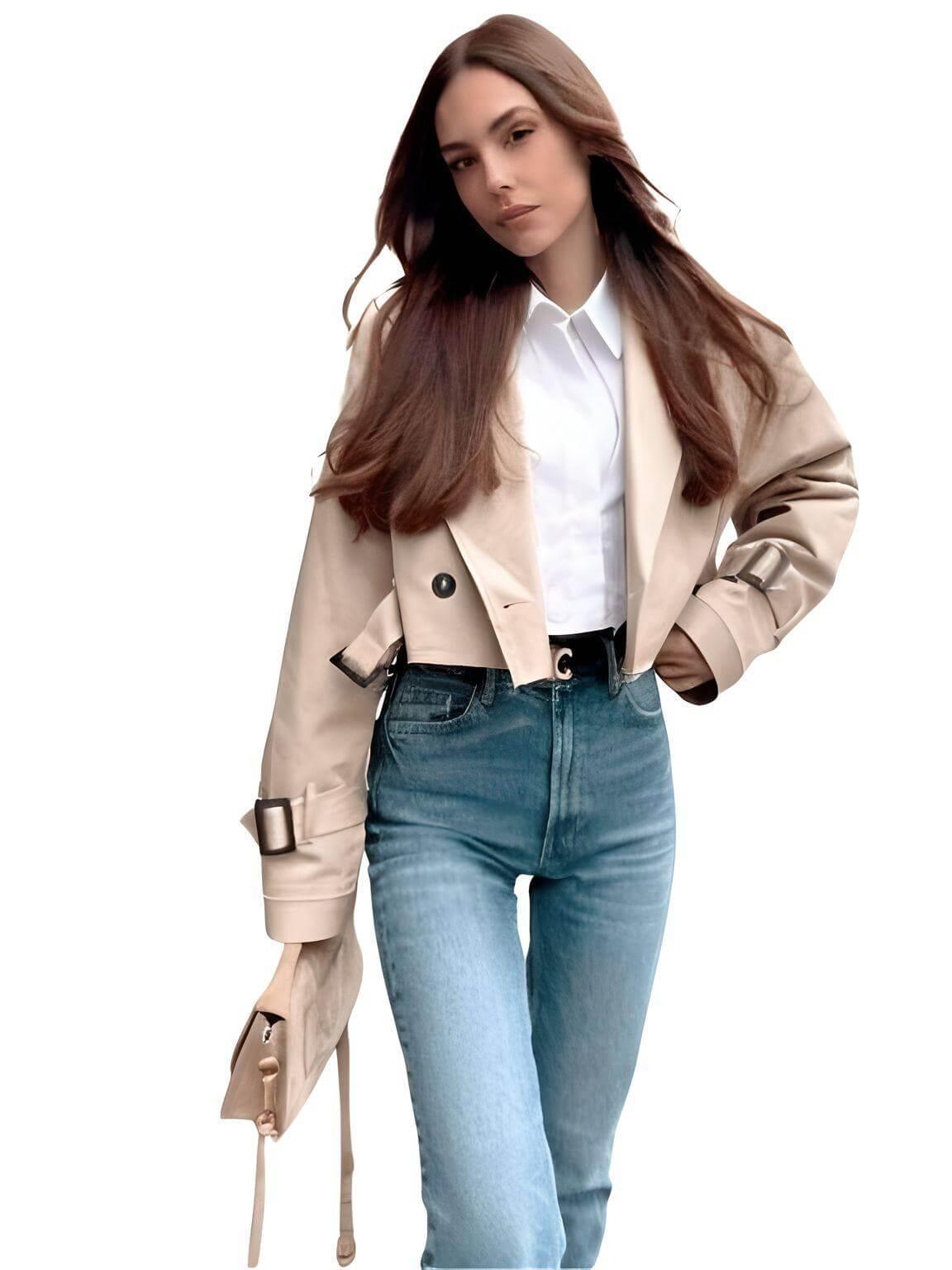 Women's Spring Belted Jacket -, Jackets , Drestiny , Australia, Beige, Black, Canada, Charcoal, Coffee, Jackets, Khaki, L, M, Navy, New Zealand, S, United Kingdom, United States, White , Drestiny , www.shopdrestiny.com