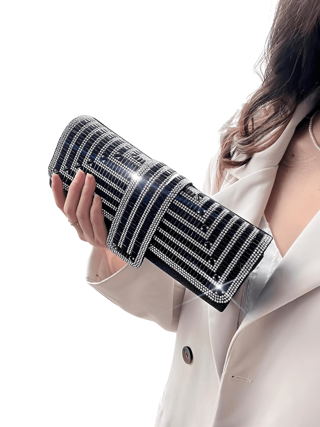 Women's Stunning Crystal Diamond Evening Clutch -, Clutch , Drestiny , Australia, Black, Canada, Clutches, Handbags, New Zealand, Purses, Silver, United Kingdom, United States , Drestiny , www.shopdrestiny.com