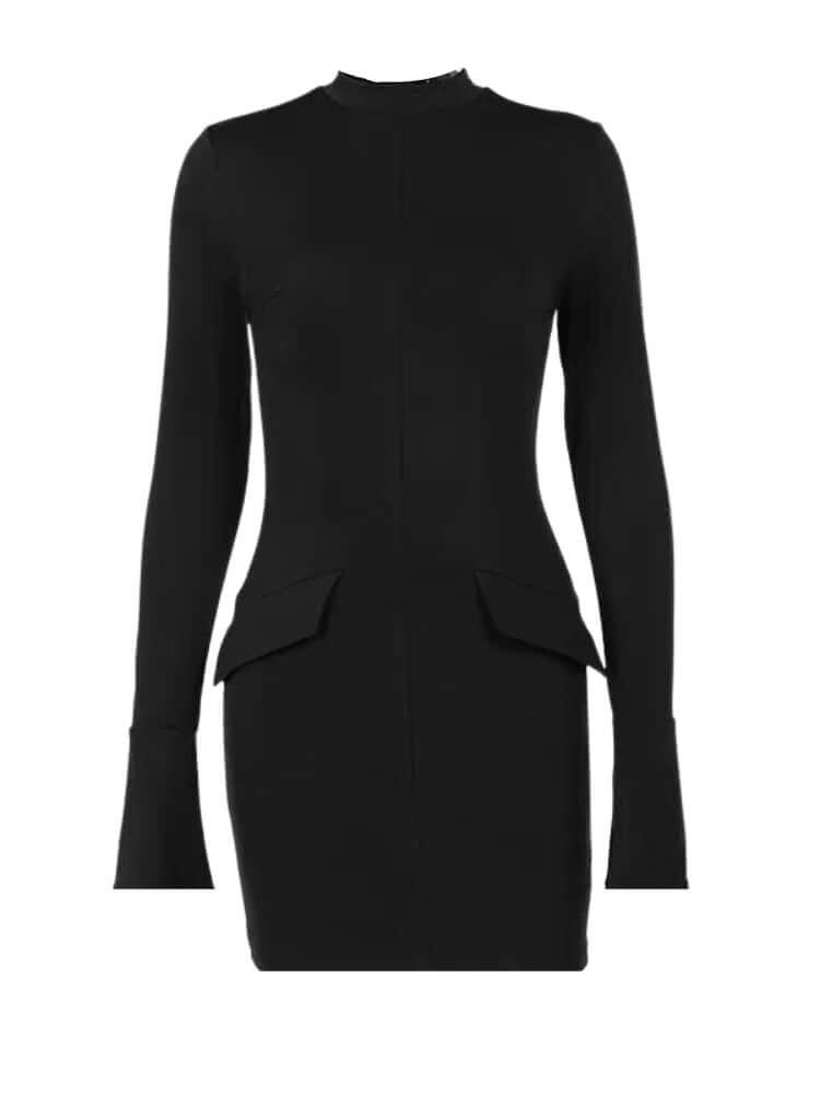 Women's Two Pocket Sexy Mini Dress -, , Drestiny , Australia, Black, Canada, Dark Blue, FR, L, Long Sleeves, M, Mini Dresses, New Zealand, S, United Kingdom, United States , Drestiny , www.shopdrestiny.com