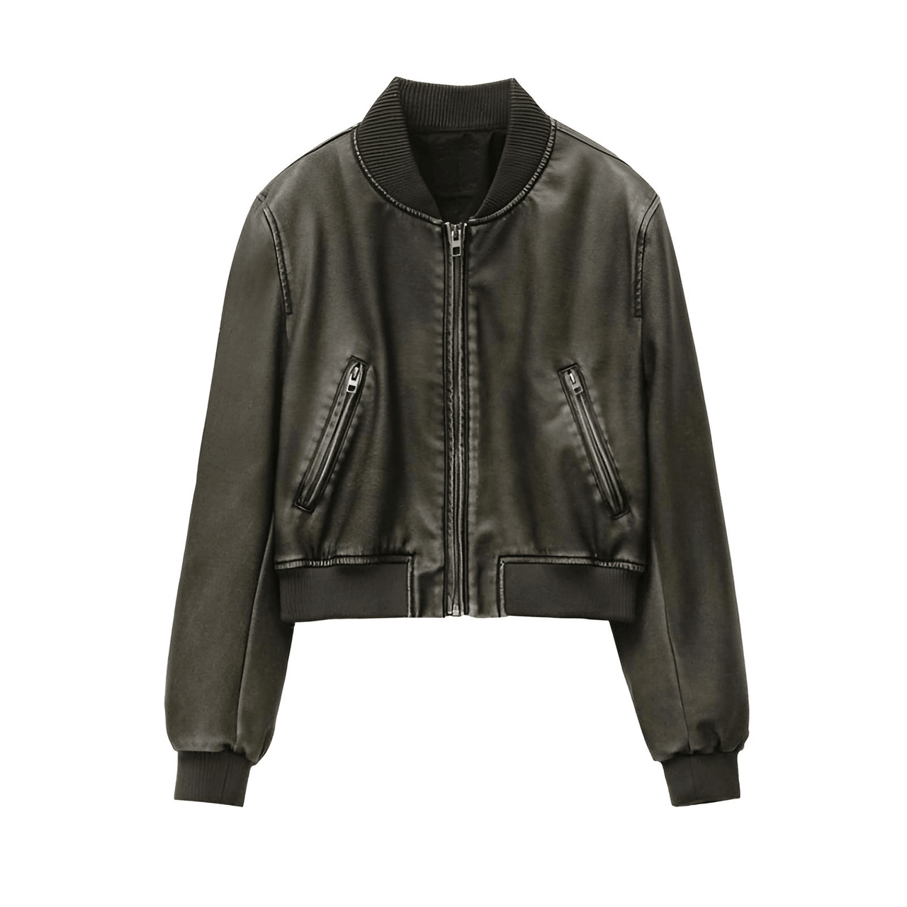 Women's Vintage Imitation Leather Bomber Jacket -, Jackets , Drestiny , Australia, Black, Jackets, L, M, New Zealand, S, United Kingdom, United States, XL, XS , Drestiny , www.shopdrestiny.com