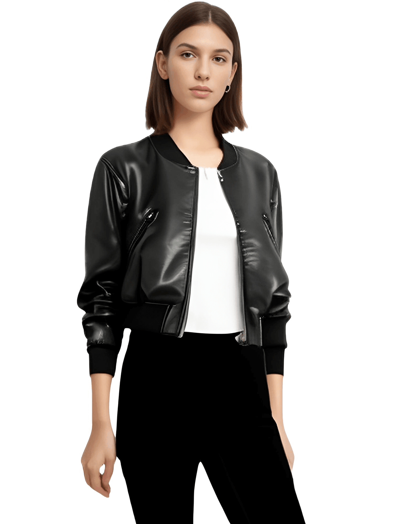 Women's Vintage Imitation Leather Bomber Jacket -, Jackets , Drestiny , Australia, Black, Jackets, L, M, New Zealand, S, United Kingdom, United States, XL, XS , Drestiny , www.shopdrestiny.com