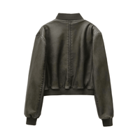 Thumbnail for Women's Vintage Imitation Leather Bomber Jacket -, Jackets , Drestiny , Australia, Black, Jackets, L, M, New Zealand, S, United Kingdom, United States, XL, XS , Drestiny , www.shopdrestiny.com