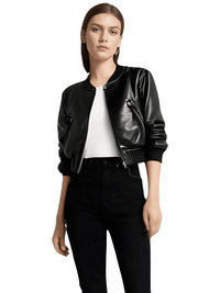 Thumbnail for Women's Vintage Imitation Leather Bomber Jacket -, Jackets , Drestiny , Australia, Black, Jackets, L, M, New Zealand, S, United Kingdom, United States, XL, XS , Drestiny , www.shopdrestiny.com