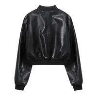 Thumbnail for Women's Vintage Imitation Leather Bomber Jacket -, Jackets , Drestiny , Australia, Black, Jackets, L, M, New Zealand, S, United Kingdom, United States, XL, XS , Drestiny , www.shopdrestiny.com