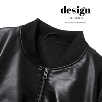 Thumbnail for Women's Vintage Imitation Leather Bomber Jacket -, Jackets , Drestiny , Australia, Black, Jackets, L, M, New Zealand, S, United Kingdom, United States, XL, XS , Drestiny , www.shopdrestiny.com