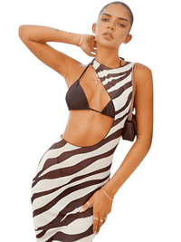 Thumbnail for Zebra Print Long Beach Dress Cover-Up -, Cover Up , Drestiny , Australia, Black, Canada, Cover Ups, Dresses, FR, L, M, New Zealand, S, United Kingdom, United States, White , Drestiny , www.shopdrestiny.com