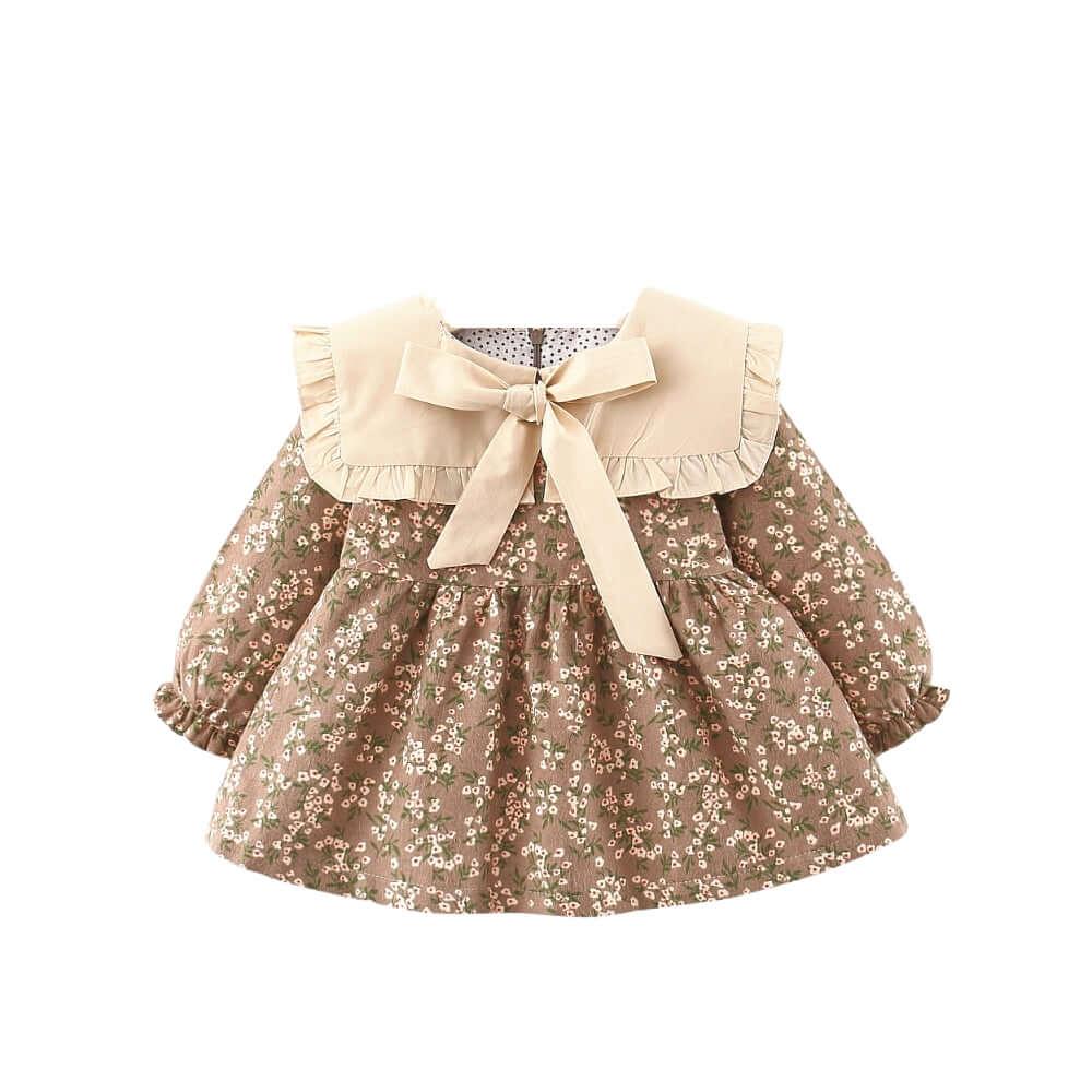 Dot & Floral Princess Dresses for Baby -, Baby & Toddler Dresses , Drestiny , 12M, 18M, 24M, 3T, 9M, Australia, Black, Brown, Canada, Dresses, Girls, Green, Light Green, Long Sleeves, New Zealand, Red, United Kingdom, United States , Drestiny , www.shopdrestiny.com