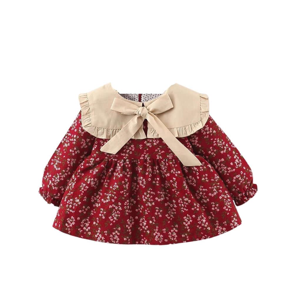 Dot & Floral Princess Dresses for Baby -, Baby & Toddler Dresses , Drestiny , 12M, 18M, 24M, 3T, 9M, Australia, Black, Brown, Canada, Dresses, Girls, Green, Light Green, Long Sleeves, New Zealand, Red, United Kingdom, United States , Drestiny , www.shopdrestiny.com