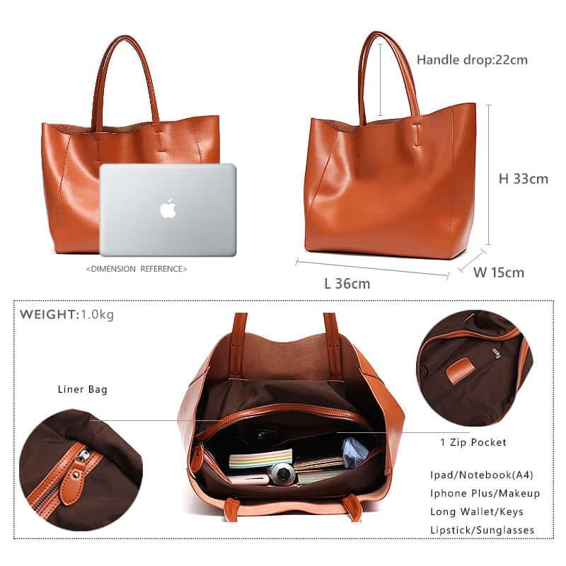 Women's Large Capacity Real Leather Classic Tote Bag -, Handbags , Drestiny , Australia, Black, Blue, Brown, FR, Green, Grey, Handbags, Light Blue, Light Green, Pink, Purses, Tan, United Kingdom, United States, Wine Red, Yellow , Drestiny , www.shopdrestiny.com