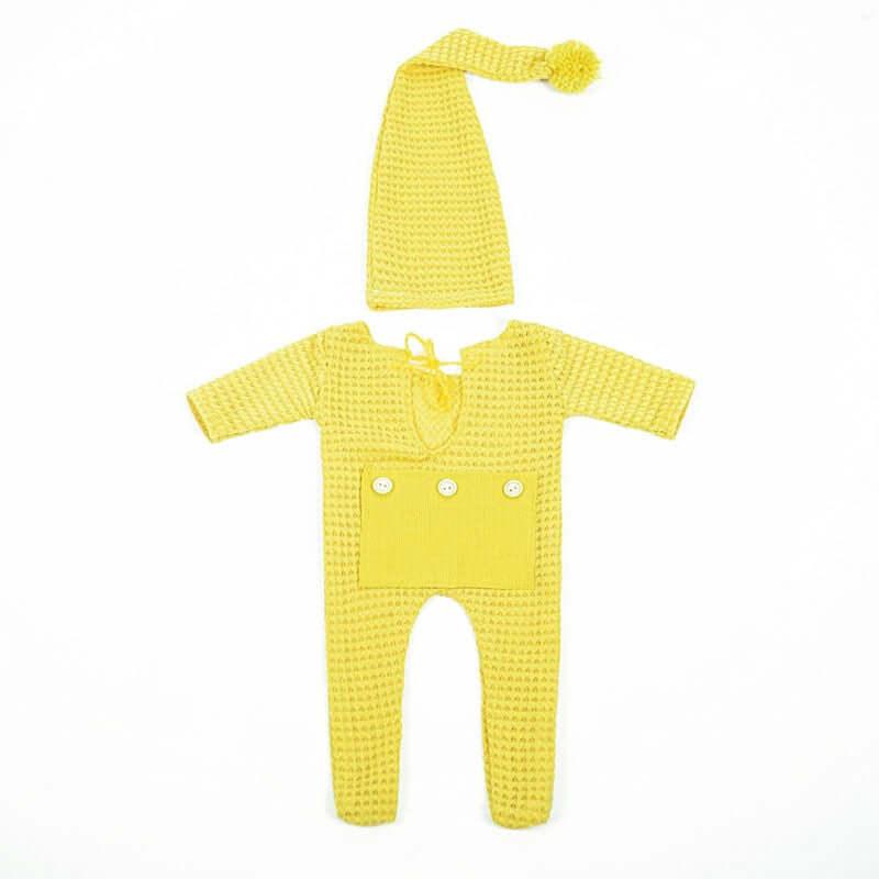 Newborn Photography Knit Crochet Hat + Romper 2Pcs/Set -, Baby & Toddler Outfits , Drestiny , Australia, Boys, Canada, Dark Olive Green, Girls, Hats, New Zealand, Sets, United Kingdom, United States, White, Yellow , Drestiny , www.shopdrestiny.com