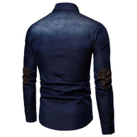 Thumbnail for Long Sleeve Denim Shirt With Suede Shoulder & Elbow Pads -, Shirts & Tops , Drestiny , Australia, Blue, Casual Shirts, Dark Blue, Dress Shirts, L, Light Blue, M, New Zealand, United Kingdom, United States, XL, XXL, XXXL , Drestiny , www.shopdrestiny.com