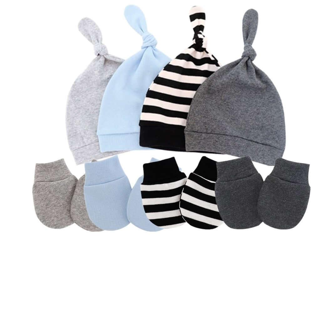 Anti Scratching Cotton Mittens + Hat Set -, Baby & Toddler Gloves & Mittens , Drestiny , Australia, Black, Boys, Brown, Canada, Dark Blue, Dark Grey, Girls, Grey, Hats, Mittens, Navy, New Zealand, Pink, Red, Sets, United Kingdom, United States, White , Drestiny , www.shopdrestiny.com