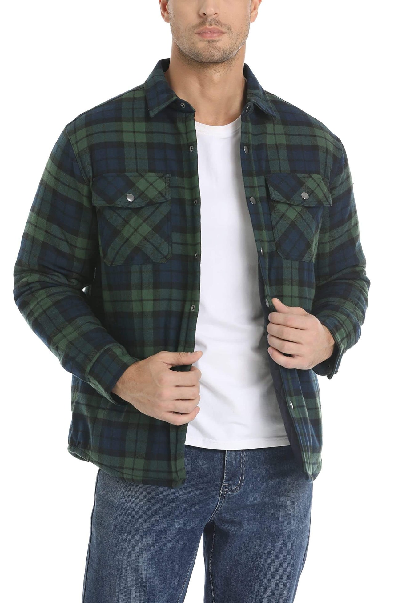 Men's Long Sleeve Quilted Lined Flannel Shirt Jackets -, Shirts , Drestiny , 4XL, Australia, Black, Blue, Coats, Dark Blue, Dark Green, Grey, Jackets, L, M, Navy, Orange, Red, United Kingdom, United States, White, XL, XXL, XXXL, Yellow , Drestiny , www.shopdrestiny.com