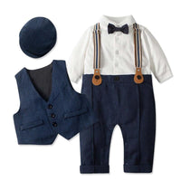 Thumbnail for Boy Formal Set With Hat + Vest + Long Sleeve Romper -, Baby & Toddler Outfits , Drestiny , 12M, 18M, 24M, 3M, 3T, 6M, 9M, Australia, Boys, Canada, Grey, Khaki, Navy, New Zealand, Pant Sets, Red, Suits, United Kingdom, United States , Drestiny , www.shopdrestiny.com