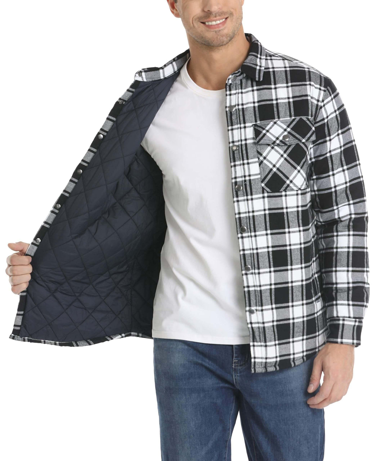 Men's Long Sleeve Quilted Lined Flannel Shirt Jackets -, Shirts , Drestiny , 4XL, Australia, Black, Blue, Coats, Dark Blue, Dark Green, Grey, Jackets, L, M, Navy, Orange, Red, United Kingdom, United States, White, XL, XXL, XXXL, Yellow , Drestiny , www.shopdrestiny.com