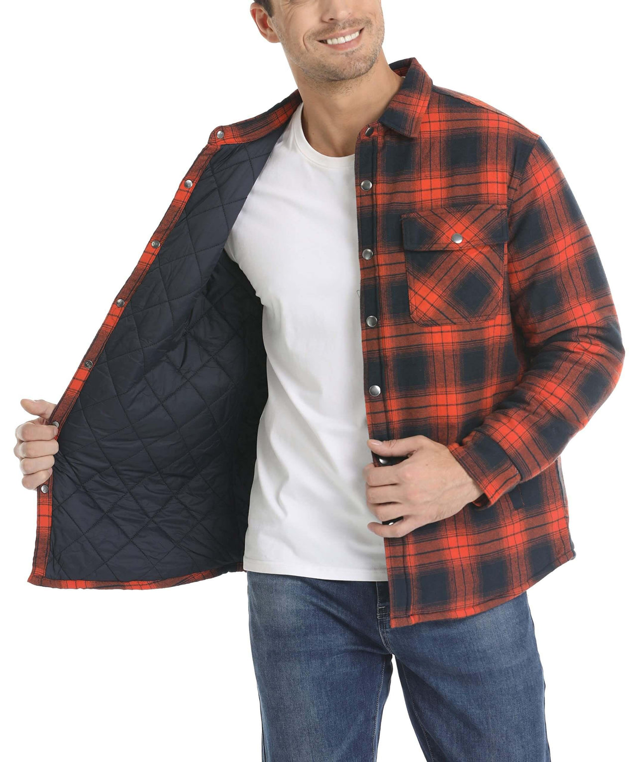 Men's Long Sleeve Quilted Lined Flannel Shirt Jackets -, Shirts , Drestiny , 4XL, Australia, Black, Blue, Coats, Dark Blue, Dark Green, Grey, Jackets, L, M, Navy, Orange, Red, United Kingdom, United States, White, XL, XXL, XXXL, Yellow , Drestiny , www.shopdrestiny.com