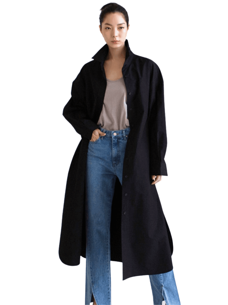 Women's Long Side Split Lapel Blouse -, Blouse , Drestiny , Australia, Black, Blouses, Casual Shirts, Dress Shirts, FR, Long Sleeves, New Zealand, Sky Blue, United Kingdom, United States, White , Drestiny , www.shopdrestiny.com