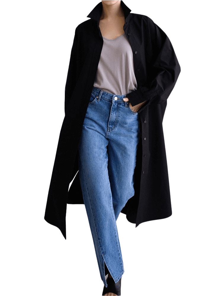 Women's Long Side Split Lapel Blouse -, Blouse , Drestiny , Australia, Black, Blouses, Casual Shirts, Dress Shirts, FR, Long Sleeves, New Zealand, Sky Blue, United Kingdom, United States, White , Drestiny , www.shopdrestiny.com